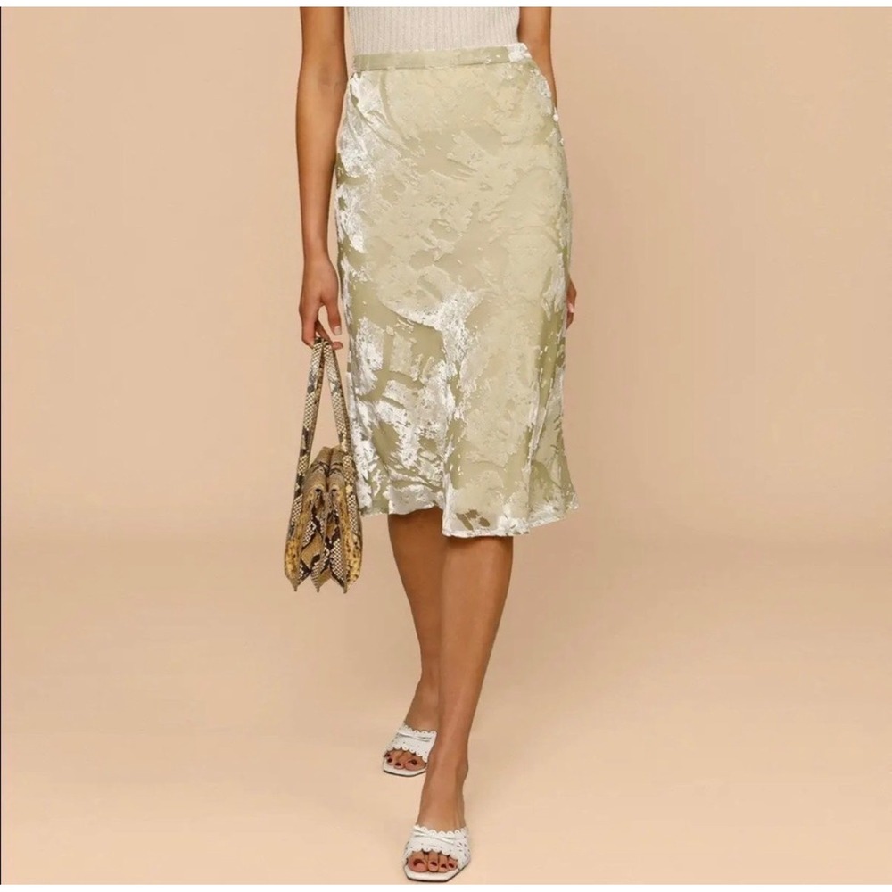 NWT Rouje French Velvet Floral Boho Capucine Midi Skirt‎ Old Money Retro 34/0